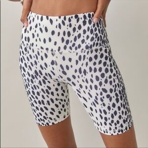 Reformation EcoMove Bike Shorts Black White Cheetah Dot Print Size Small